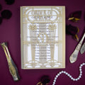 Złoto-beżowy porządek uroczystości Art Deco Wielki Gatsby – gatefold wycinany laserowo