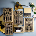 Złote Art Deco Wielki Gatsby Laserowo Wycinane Zaproszenie Ślubne Rozkładane