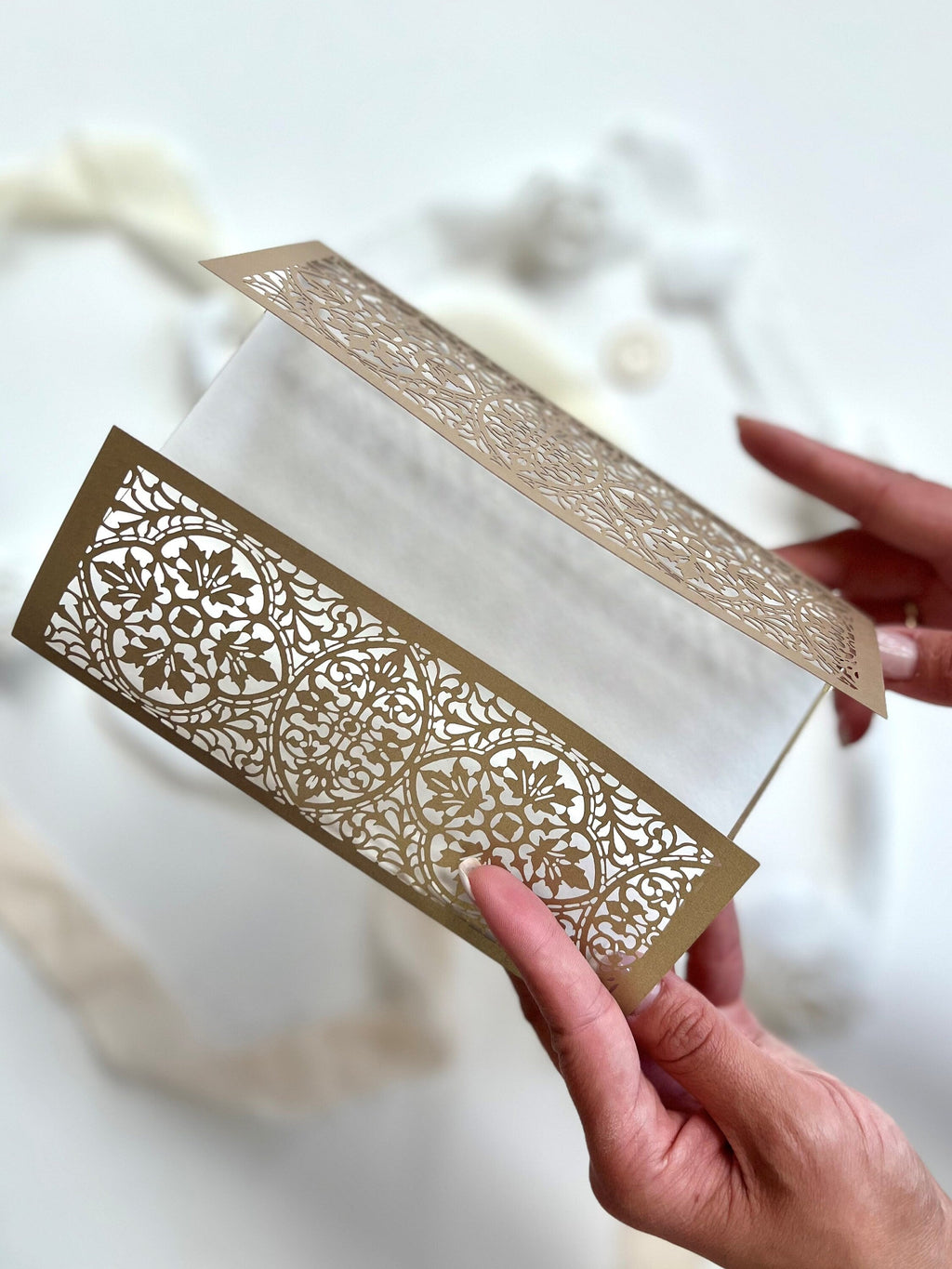 Arabic Gold Gatefold Wedding Laser Cut Covers - Wedding Invitation, Lasercut Gate, DIY Invitation, Handmade, India