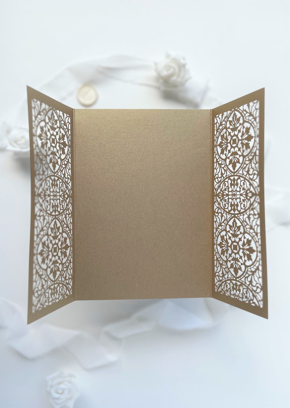 Arabic Gold Gatefold Wedding Laser Cut Covers - Wedding Invitation, Lasercut Gate, DIY Invitation, Handmade, India
