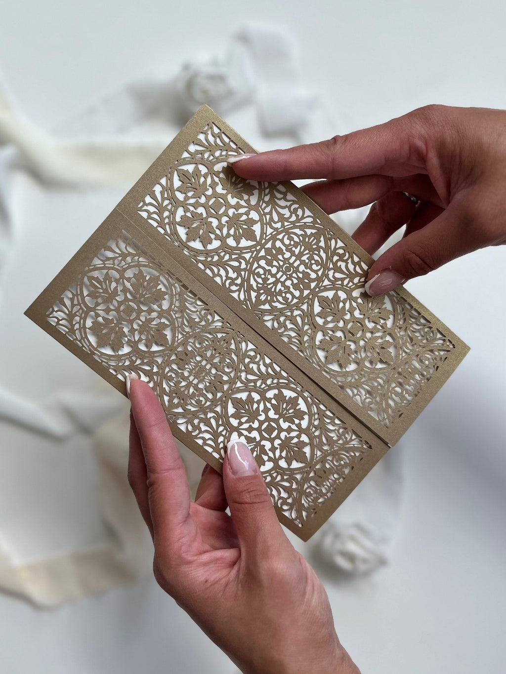 Arabic Gold Gatefold Wedding Laser Cut Covers - Wedding Invitation, Lasercut Gate, DIY Invitation, Handmade, India