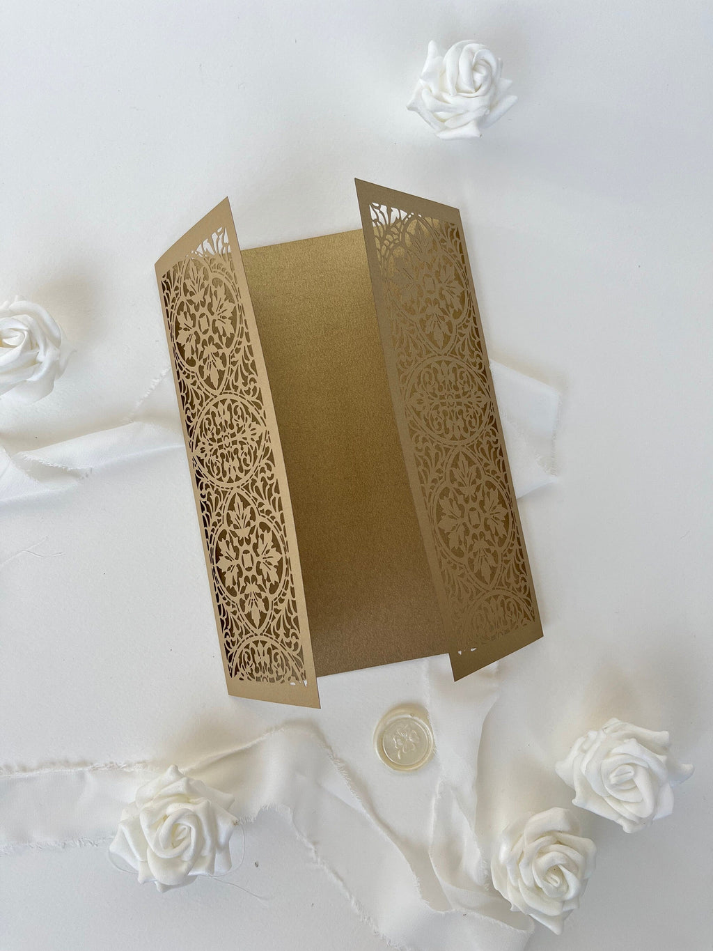 Arabic Gold Gatefold Wedding Laser Cut Covers - Wedding Invitation, Lasercut Gate, DIY Invitation, Handmade, India