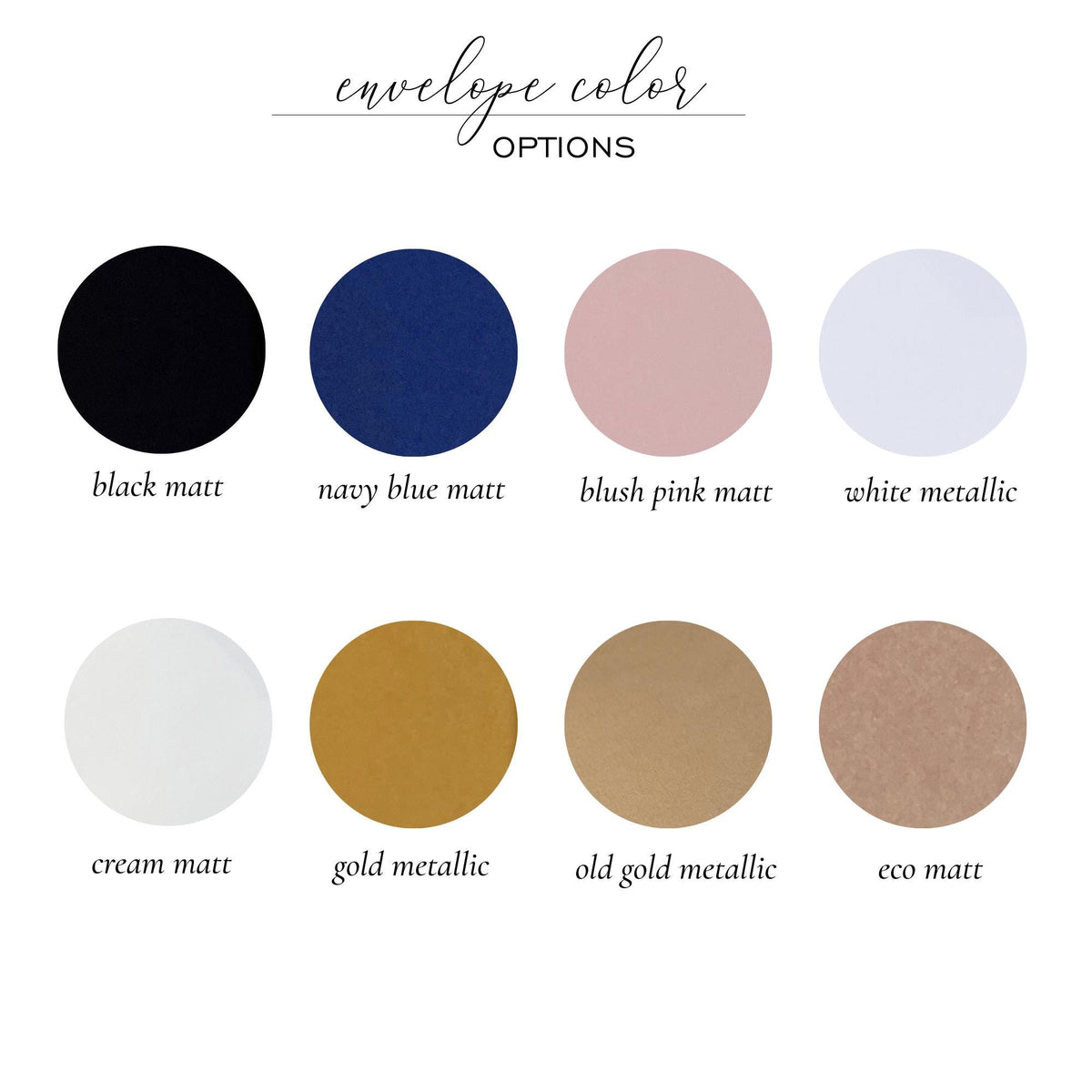 Table of available paper colors