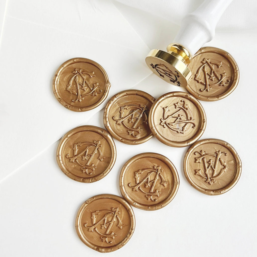 Personalizowana Naklejka Lakowa z Monogramem, Eleganckie Pieczęcie z Inicjałami na Zaproszenia Ślubne, Połączone Inicjały