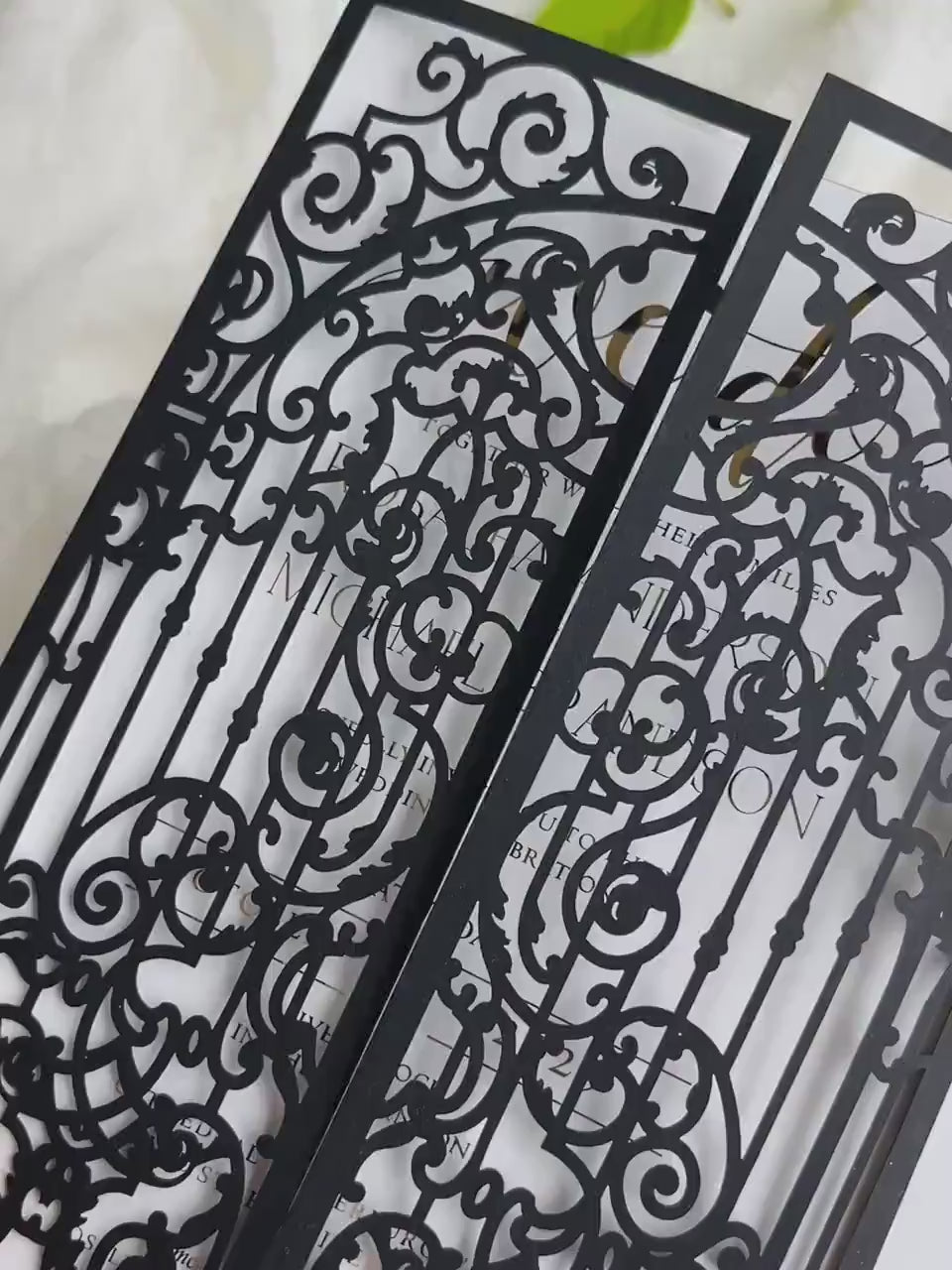 Barokowa okładka gatefold wycinana laserowo – ozdobna obwoluta ślubna na kartę 5x7 – dowolny kolor
